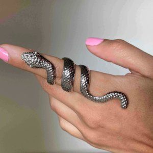 Chunky Silver Adjustable Snake Ring
